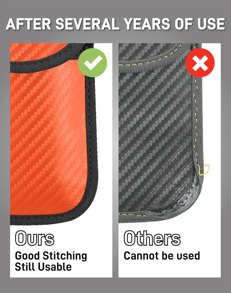 Vammcht Upgraded Faraday Bag for Key Fob (2 Pack), Premium Faraday Key Fob Protector– Car RFID Signal Blocking, Car Security Protection, Anti-Theft Pouch, Anti-Hacking Case Blocker Orange - Image 5